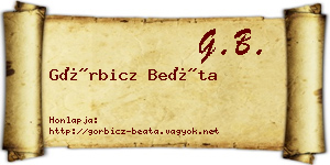 Görbicz Beáta névjegykártya