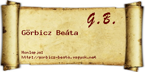 Görbicz Beáta névjegykártya